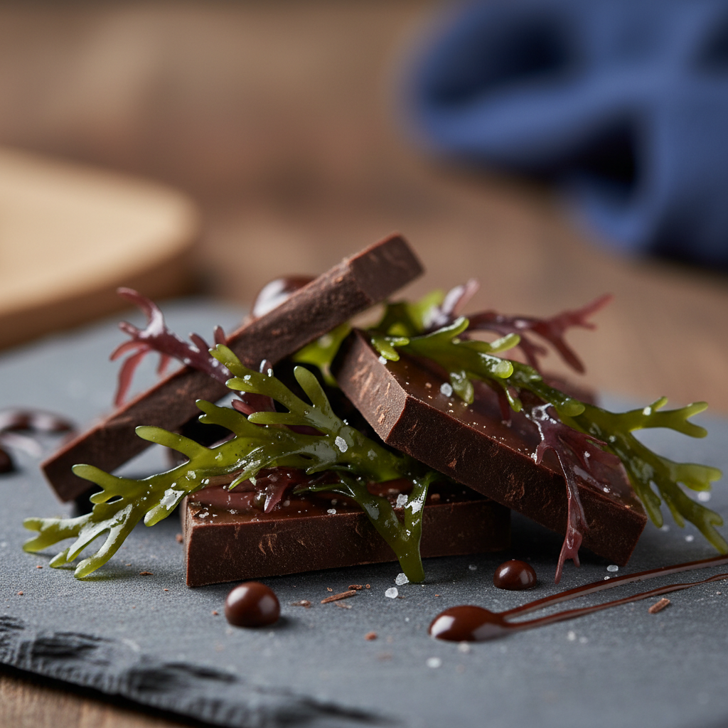 Close-up of chocolate and seaweed